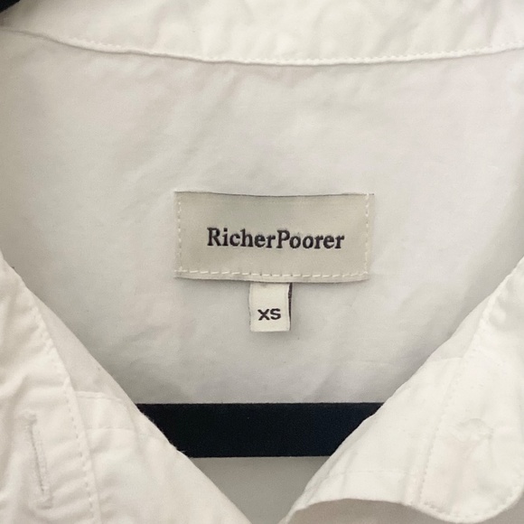 Richer Poorer White Button Down Shirt XS Cotton Classic Minimalist - Picture 3 of 11